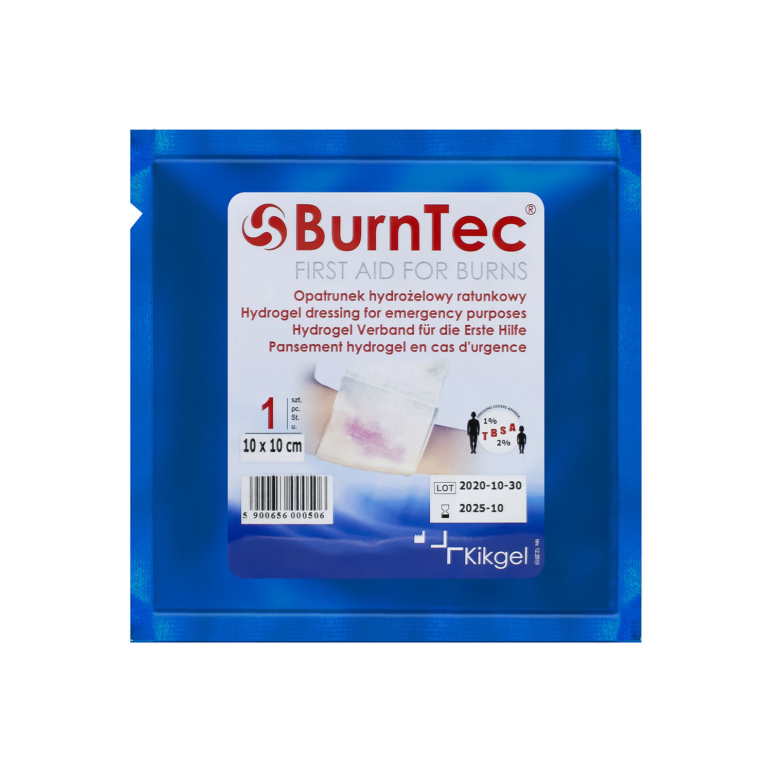 Opatrunek hydrożelowy BurnTec ratowniczy 10x10 Opatrunek hydrożelowy BurnTec ratowniczy 10x10