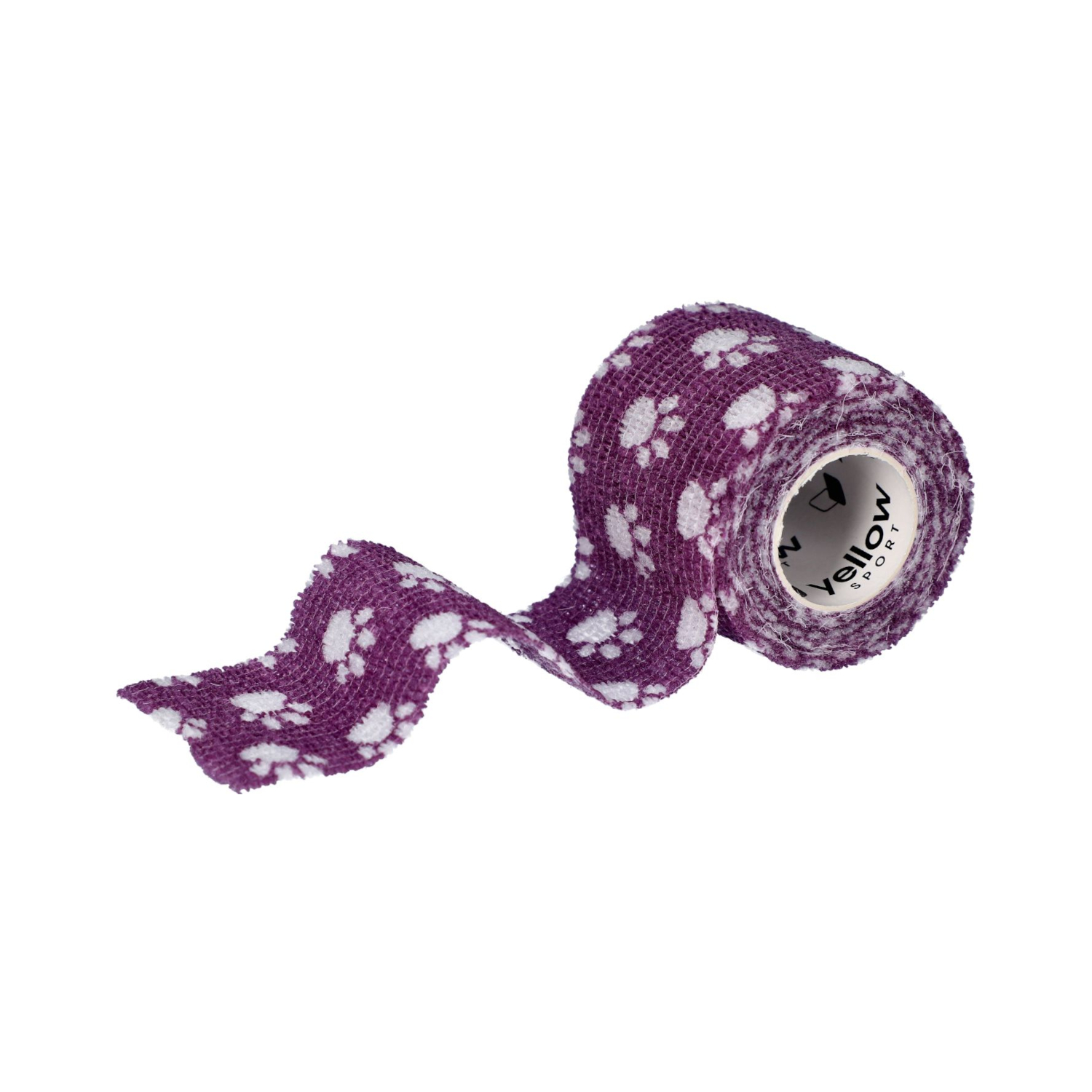 Bandaż kohezyjny yellowBAND 5cm x 4,5m typu flex fioletowy w białe łapki Bandaż kohezyjny yellowBAND 5cm x 4,5m typu flex fioletowy w białe łapki