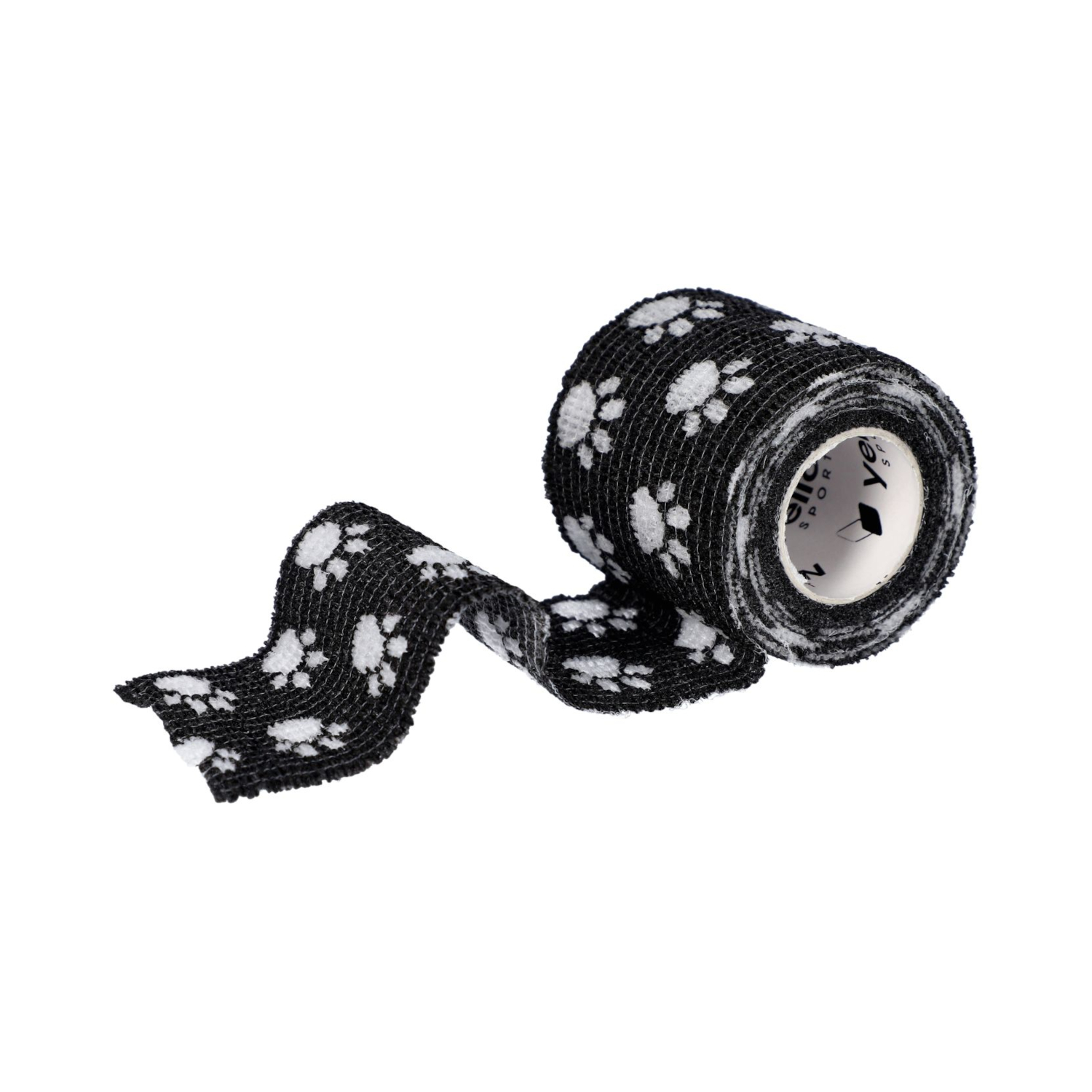 Bandaż kohezyjny yellowBAND 5cm x 4,5m typu flex czarny w białe łapki Bandaż kohezyjny yellowBAND 5cm x 4,5m typu flex czarny w białe łapki